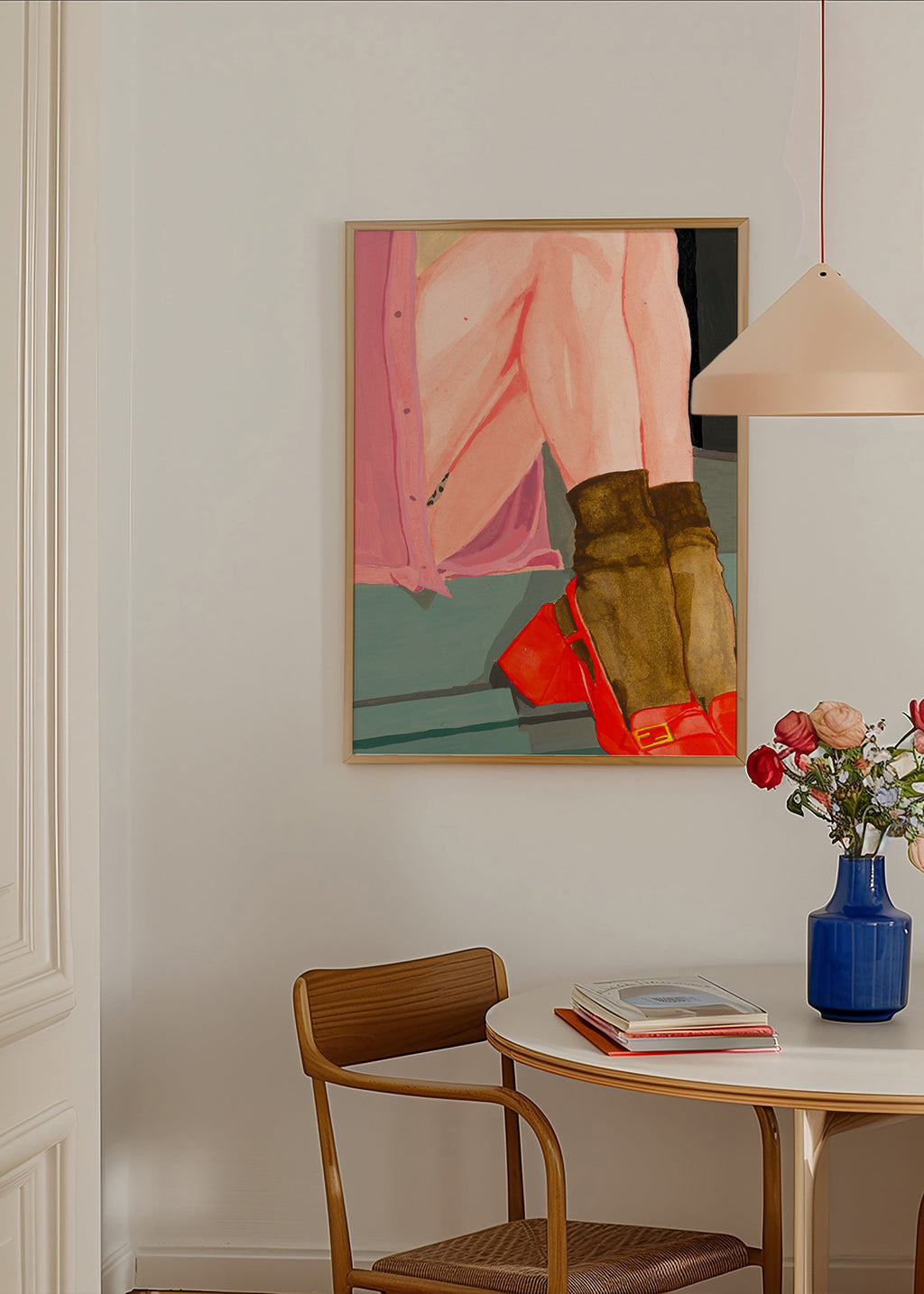 Illustration af ben med røde sko – Product3