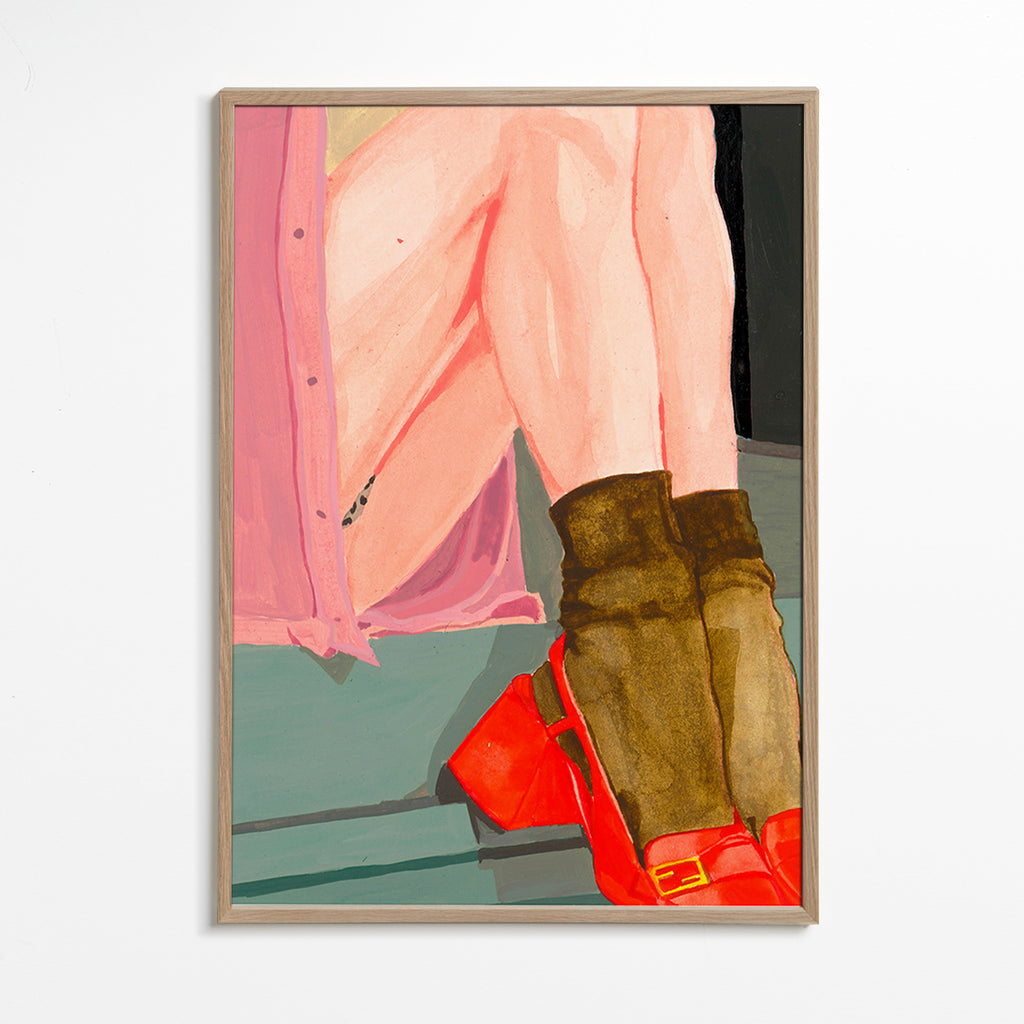 Illustration af ben med røde sko – Oak Frame