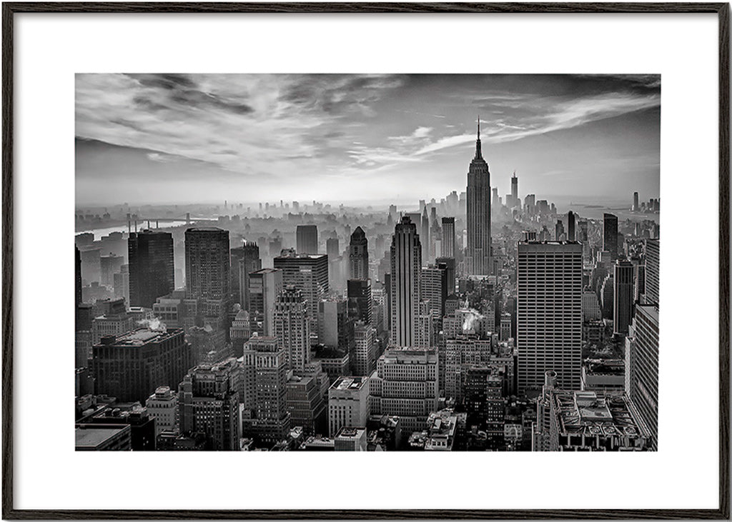 Køkkenkunst Manhattan skyline i sort-hvid – Black Frame