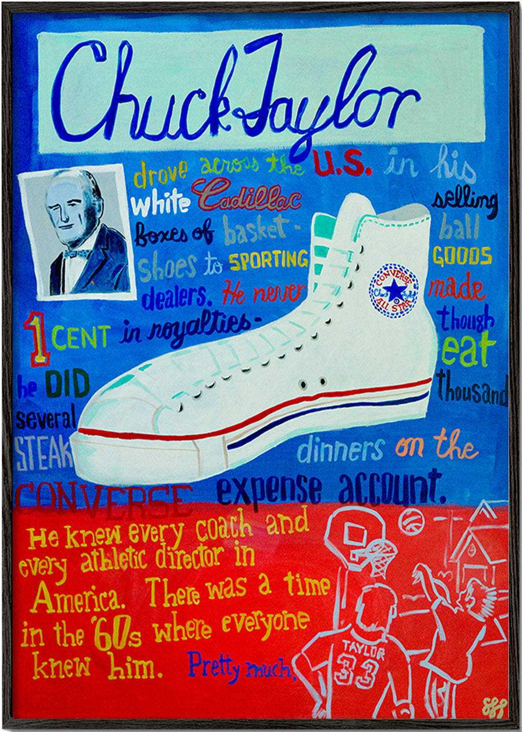 Sport kunst Chuck Taylor sneaker plakat – Black Frame