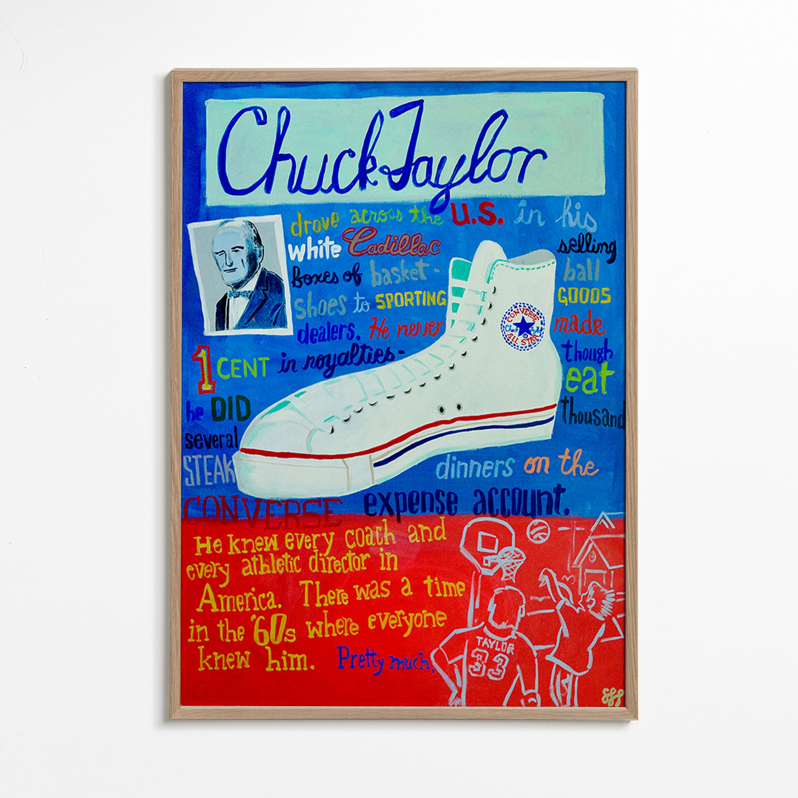 Sport kunst Chuck Taylor sneaker plakat – Oak Frame