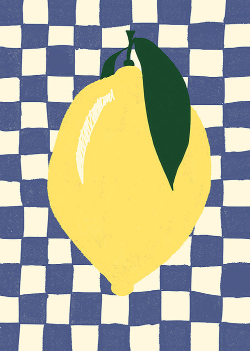 Køkkenkunst: citronillustration på ternet baggrund