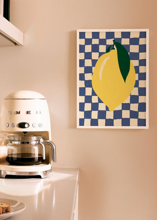Køkkenkunst: citronillustration på ternet baggrund – Product1
