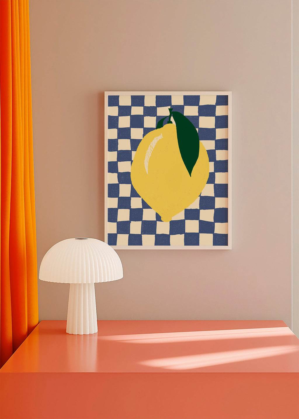 Køkkenkunst: citronillustration på ternet baggrund – Product2