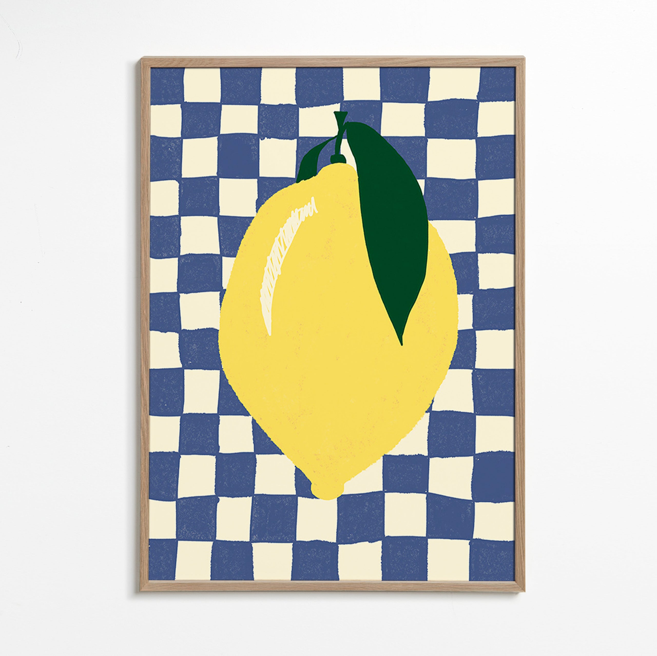 Køkkenkunst: citronillustration på ternet baggrund – Oak Frame