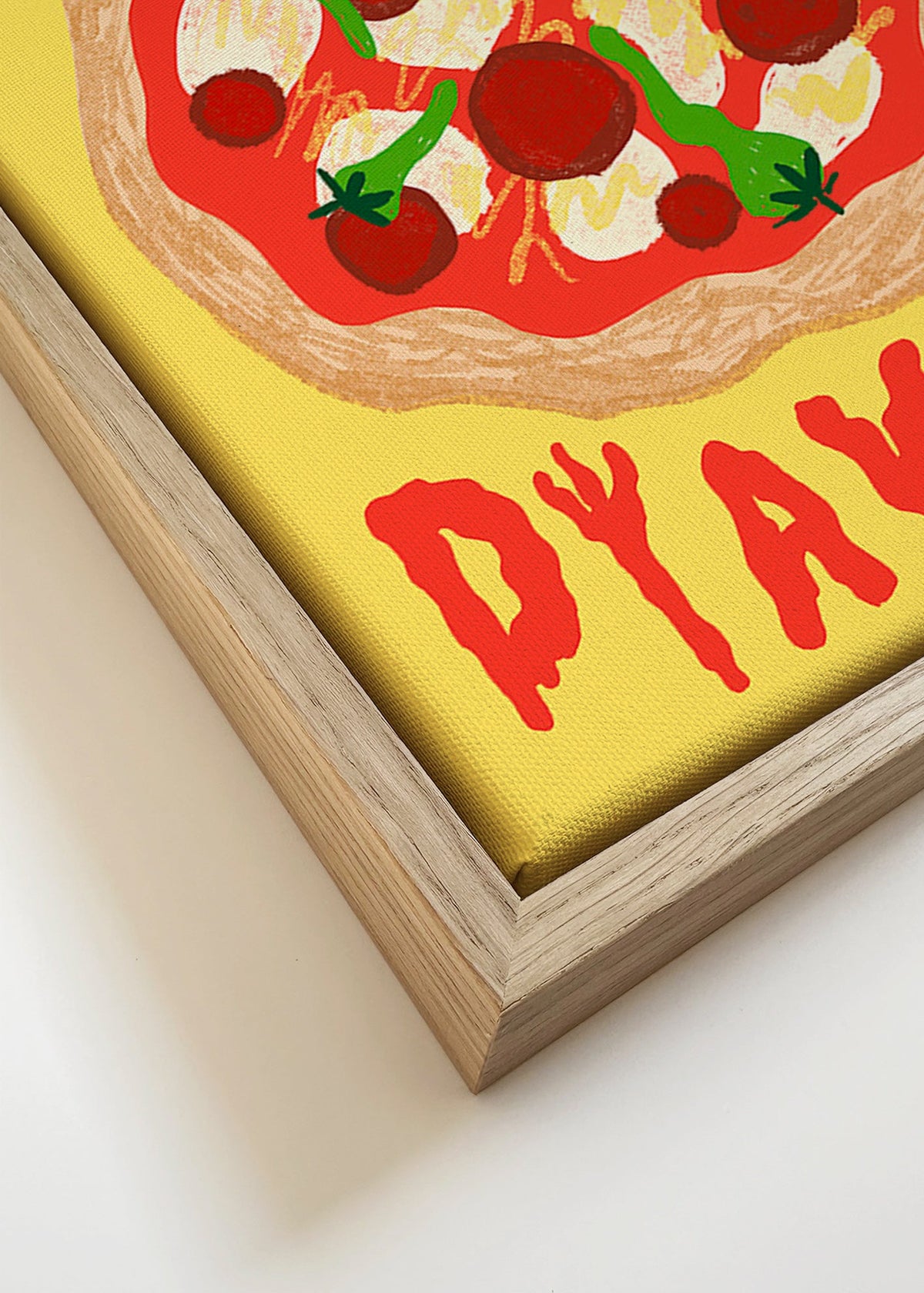 Køkkenkunst: Pizza Diavola illustration – Canvas detail