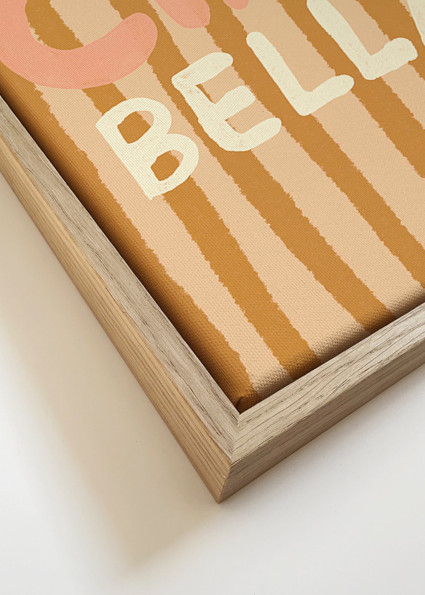 Illustration Ciao Bella med ristede striber – Canvas detail
