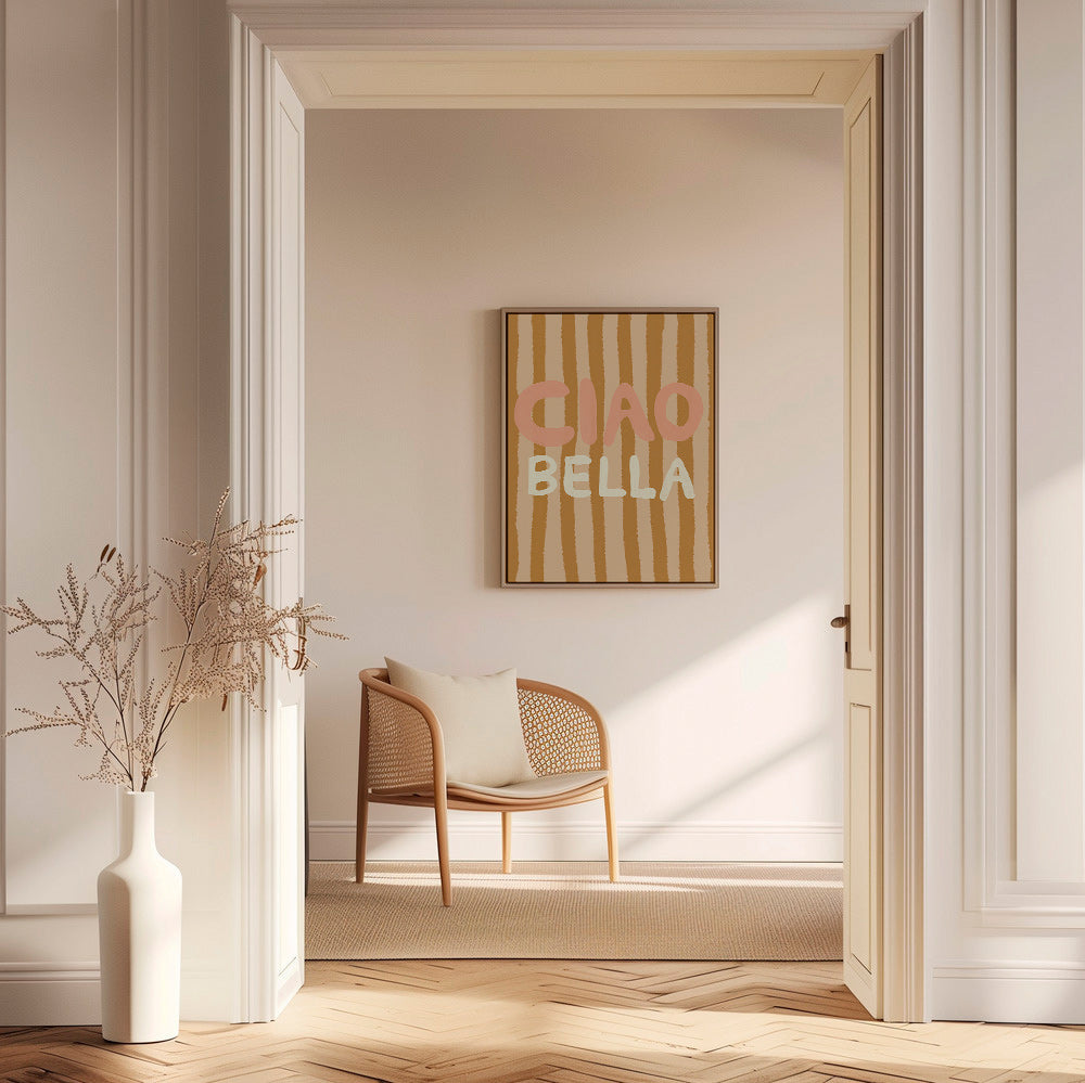 Illustration Ciao Bella med ristede striber – Canvas1