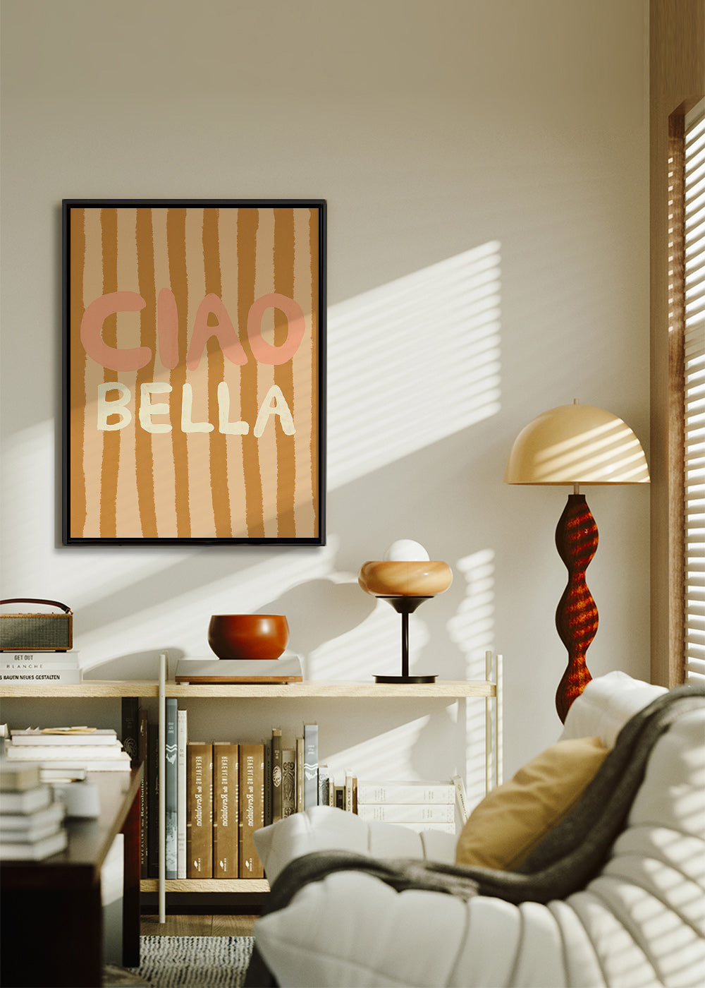 Illustration Ciao Bella med ristede striber – Canvas2