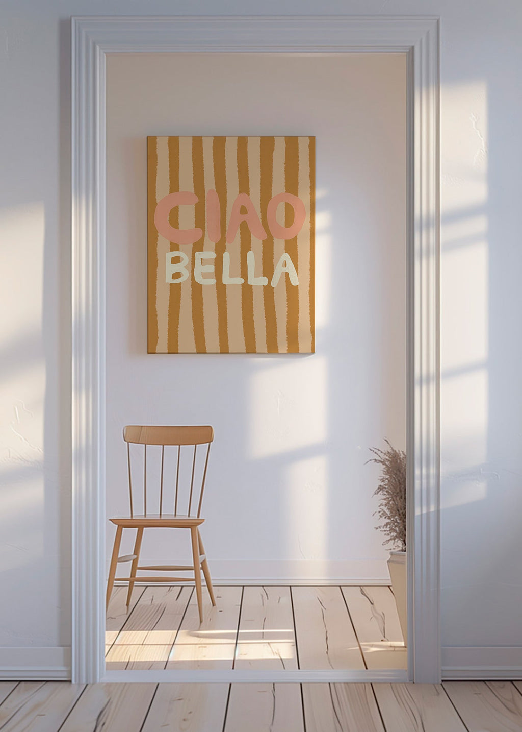 Illustration Ciao Bella med ristede striber – Canvas