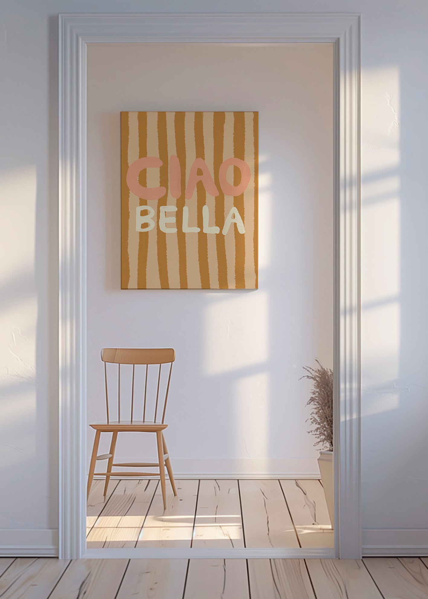 Illustration Ciao Bella med ristede striber – Canvas