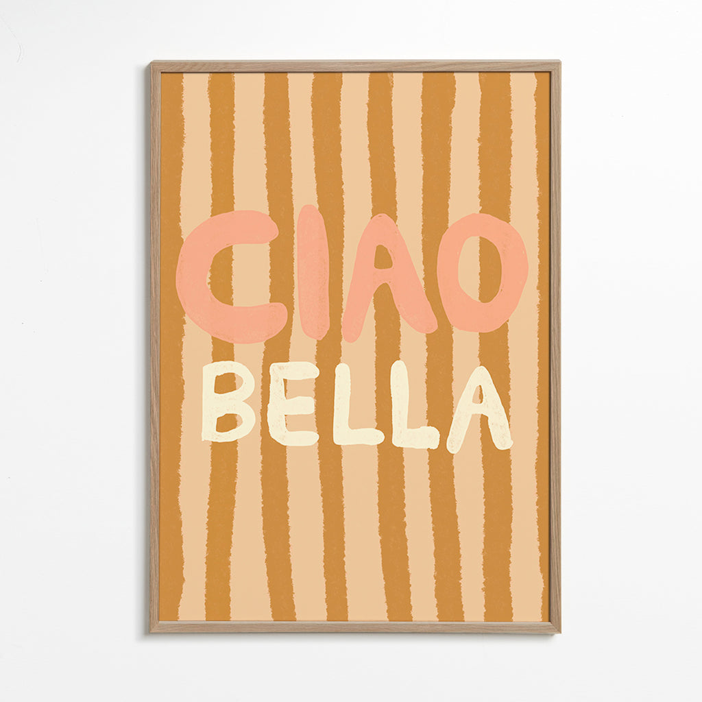 Illustration Ciao Bella med ristede striber – Oak Frame