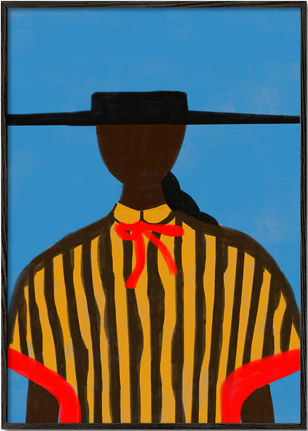 Illustration af figur med hat og striber – Black Frame