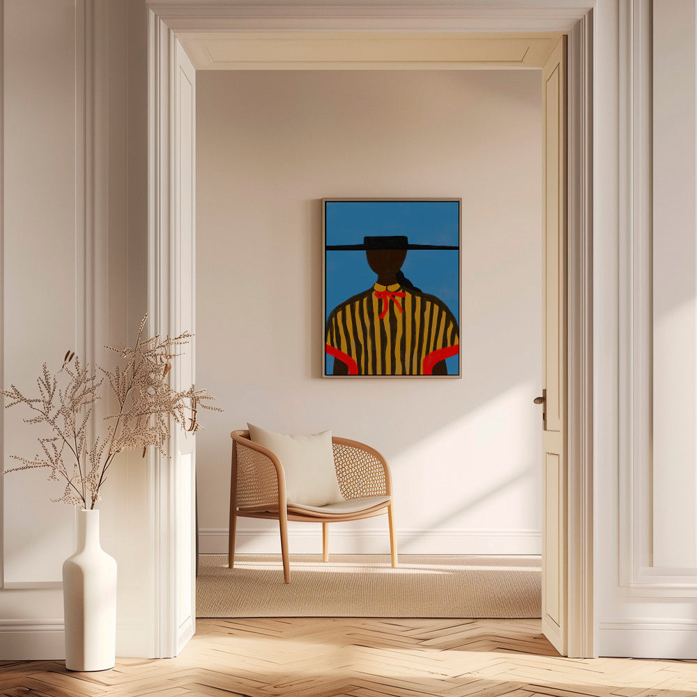 Illustration af figur med hat og striber – Canvas1
