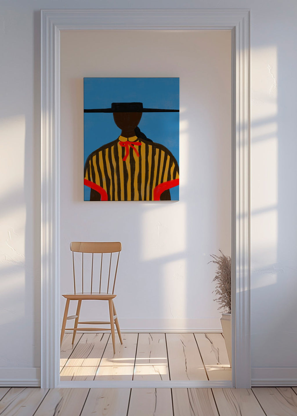 Illustration af figur med hat og striber – Canvas