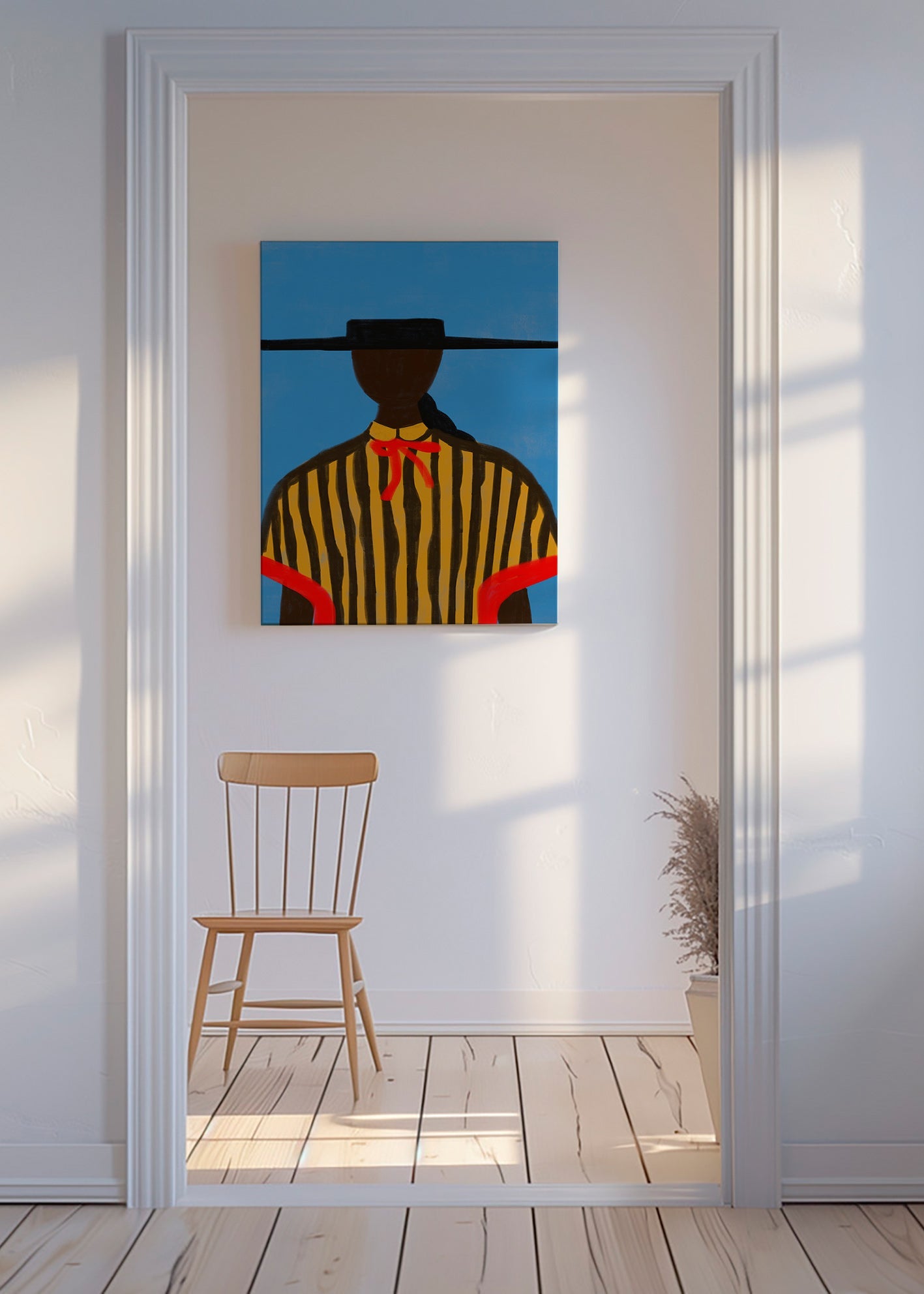 Illustration af figur med hat og striber – Canvas