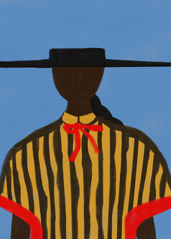 Illustration af figur med hat og striber