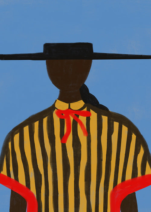 Illustration af figur med hat og striber