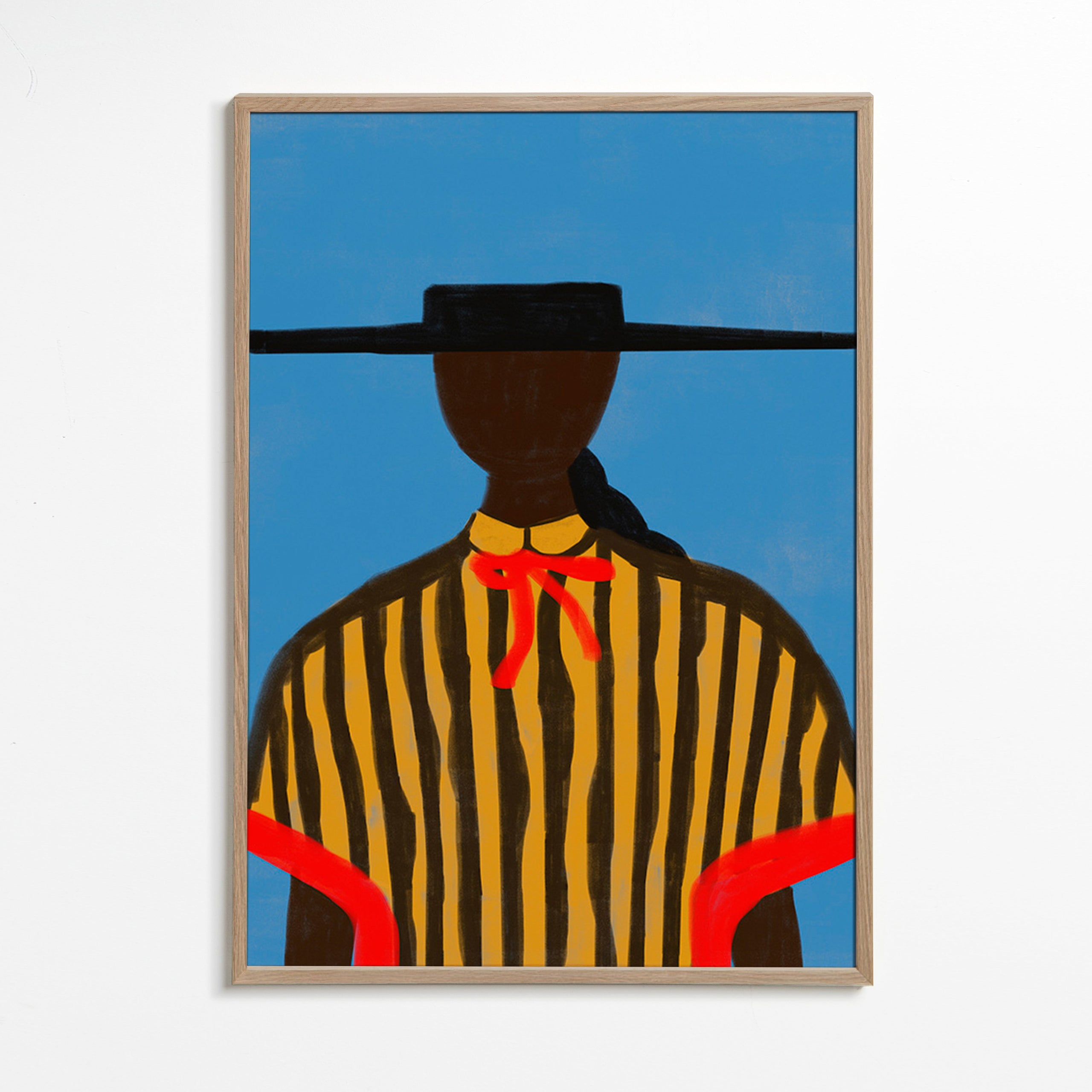 Illustration af figur med hat og striber – Oak Frame