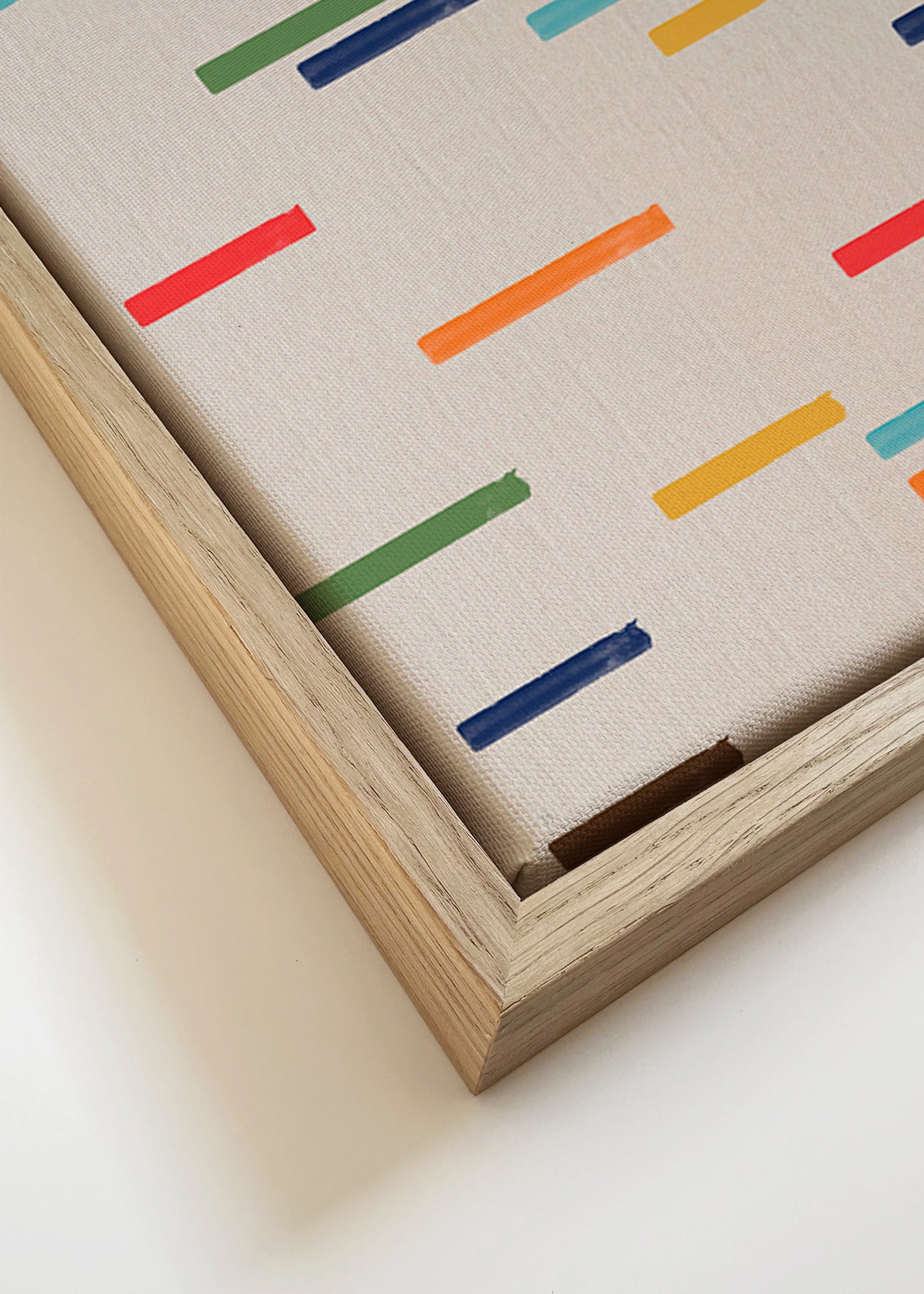 Abstrakt billede med svævende striber – Canvas detail