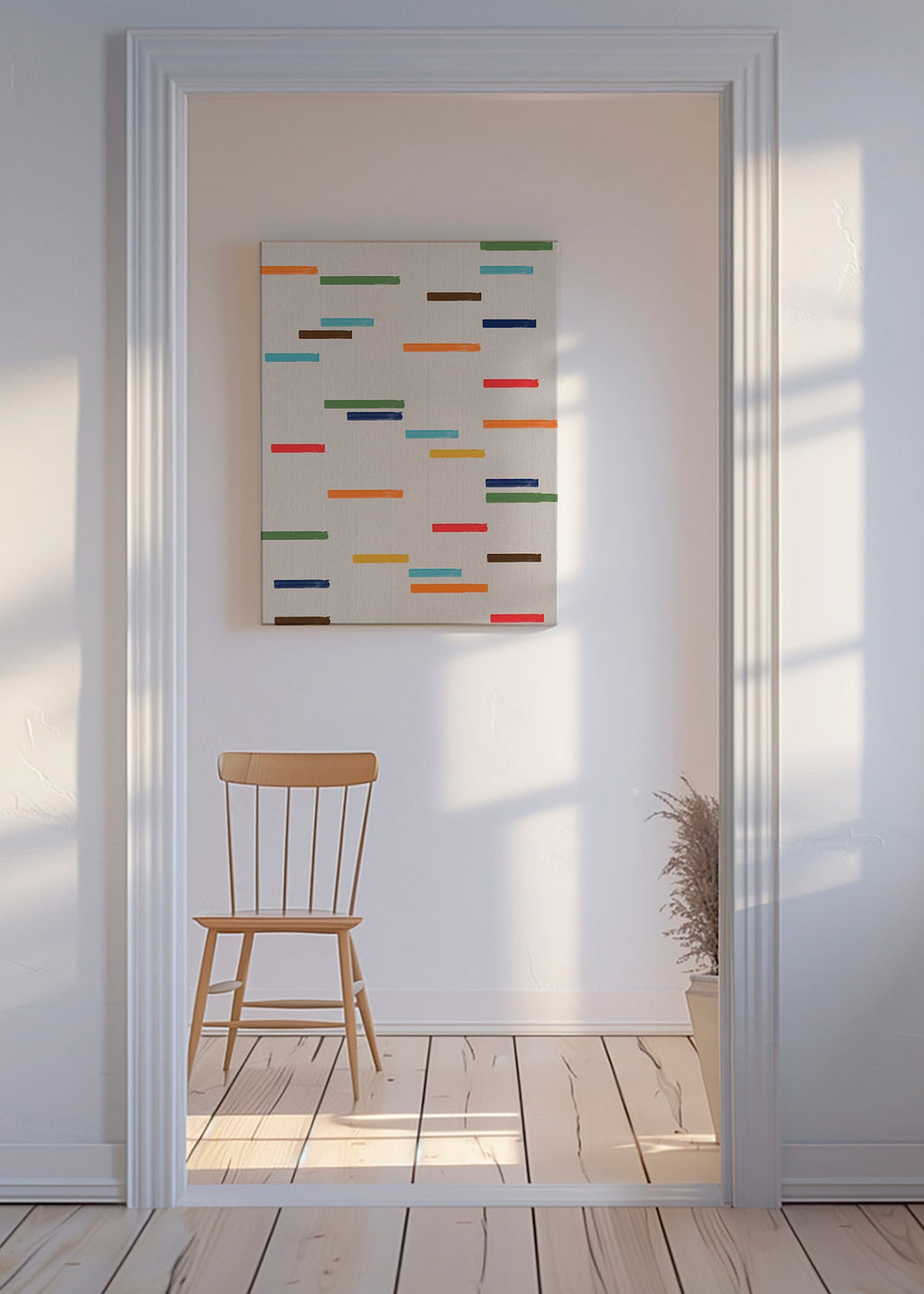 Abstrakt billede med svævende striber – Canvas