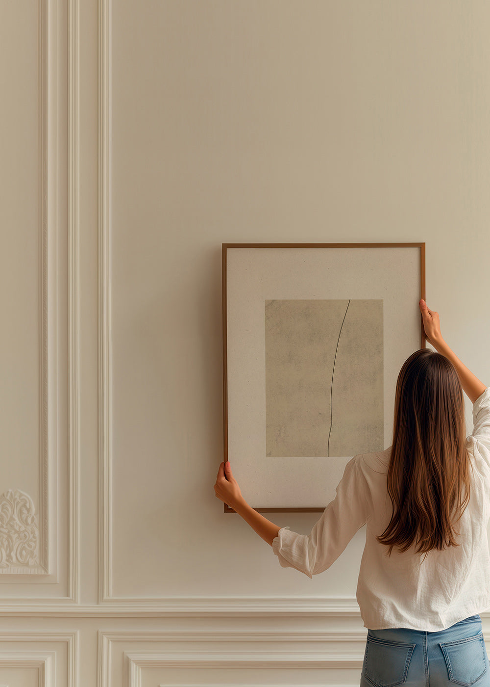 Minimalistisk billede med buet linje og beige tekstur – Product2