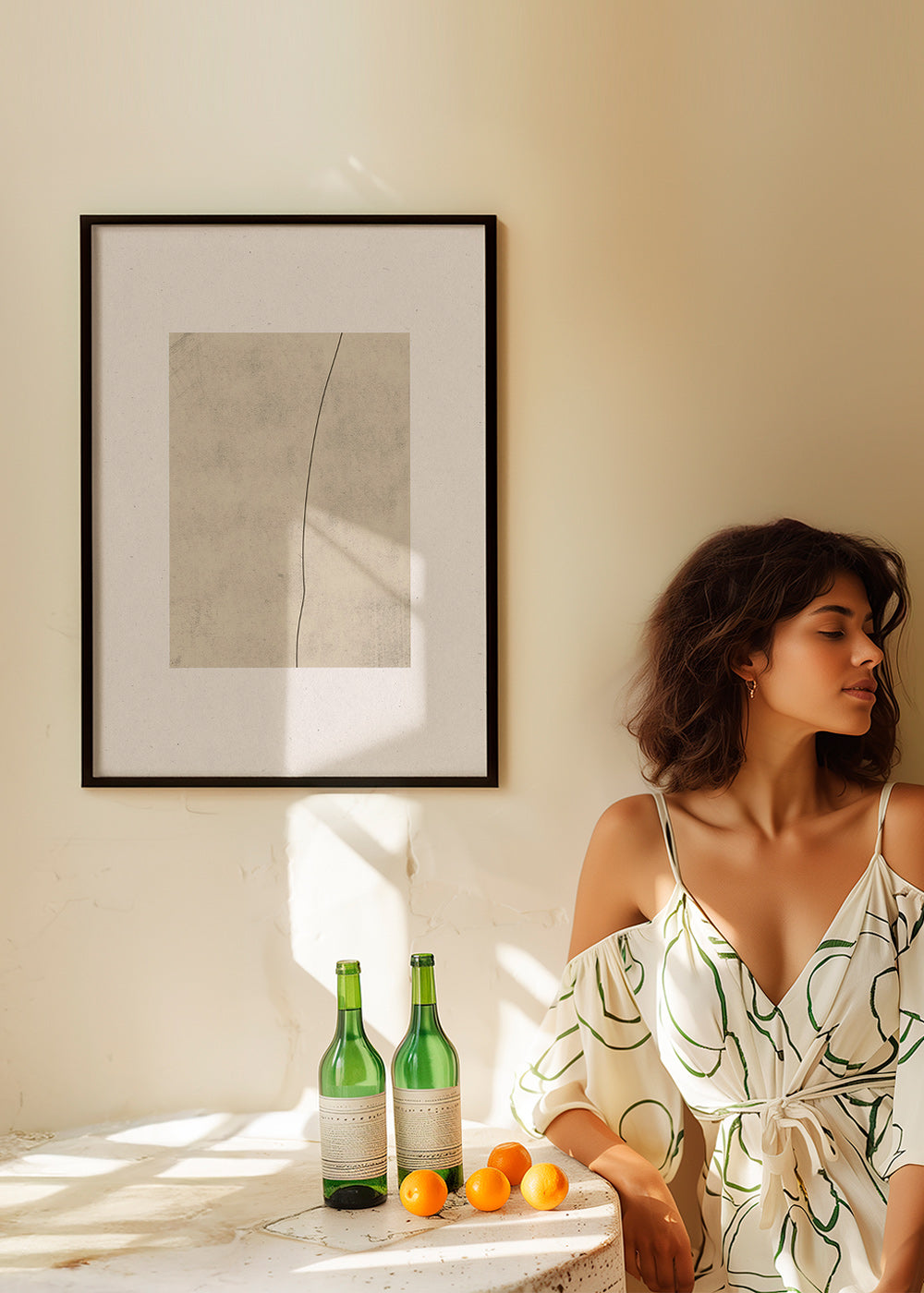 Minimalistisk billede med buet linje og beige tekstur – Product3