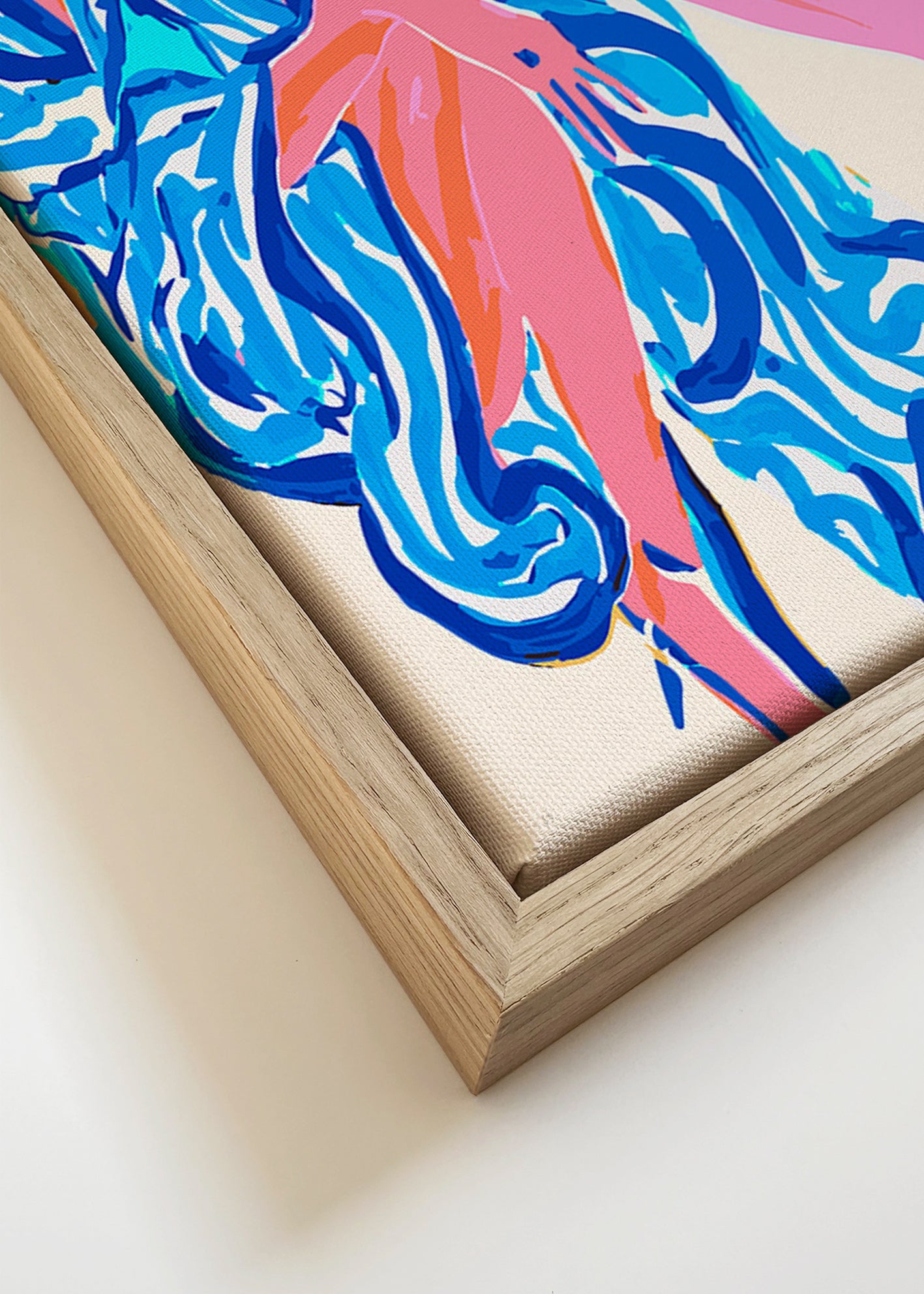 Illustration af kvinde i mønstret badekåbe – Canvas detail