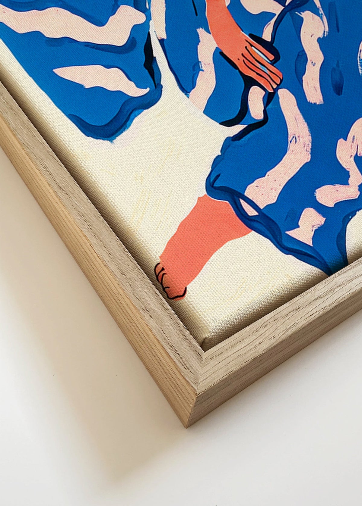 Illustration af figur i blå kappe – Canvas detail