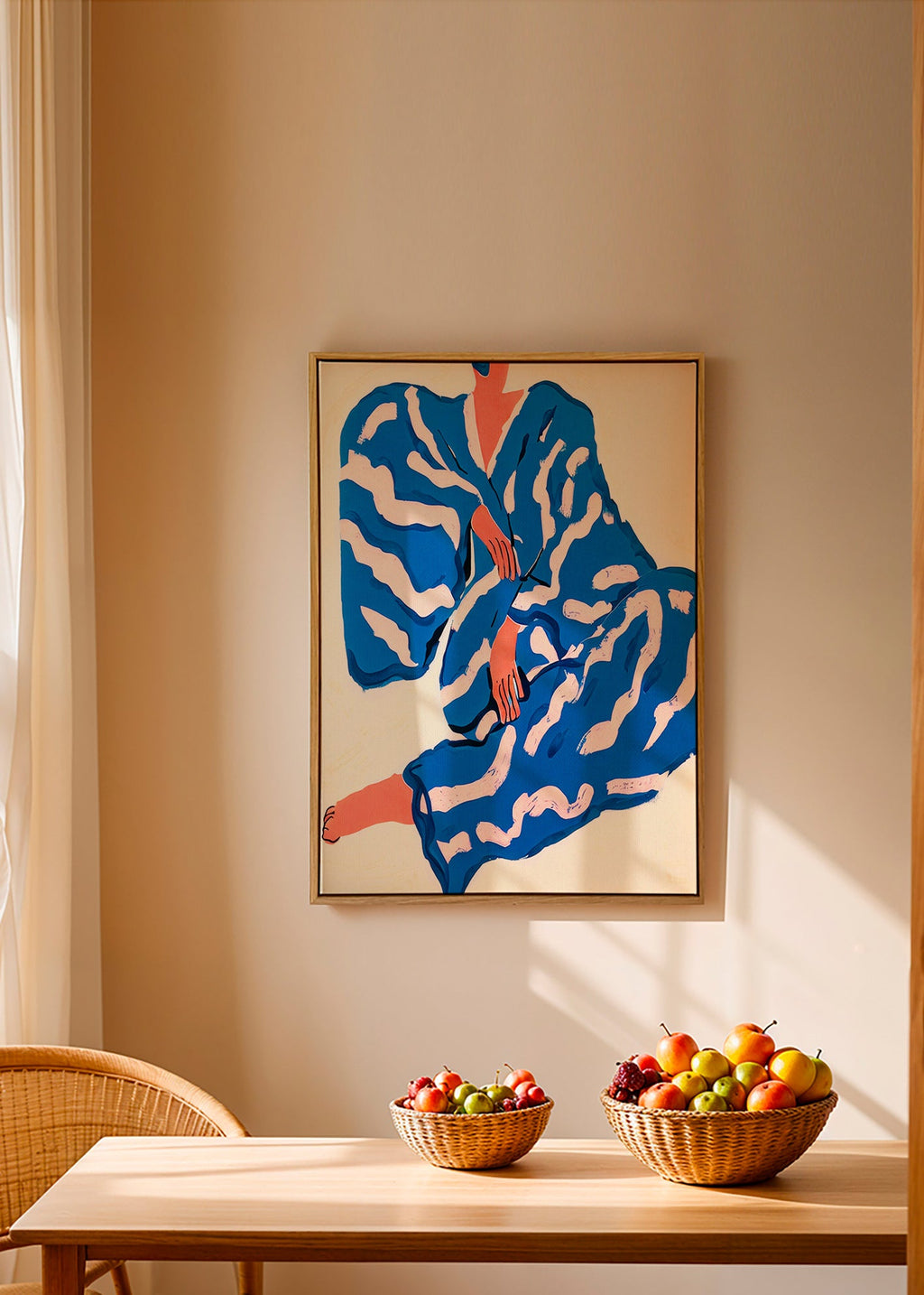 Illustration af figur i blå kappe – Canvas1