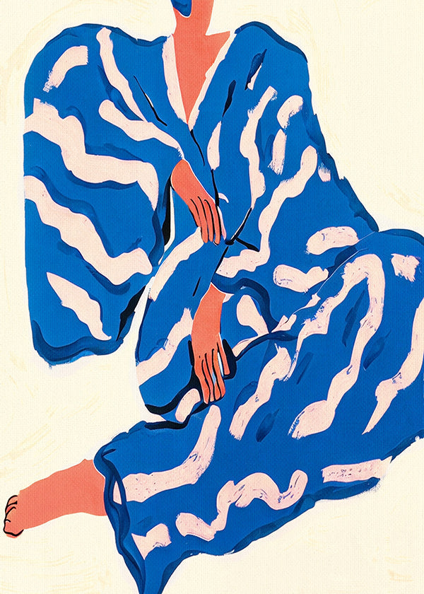 Illustration af figur i blå kappe