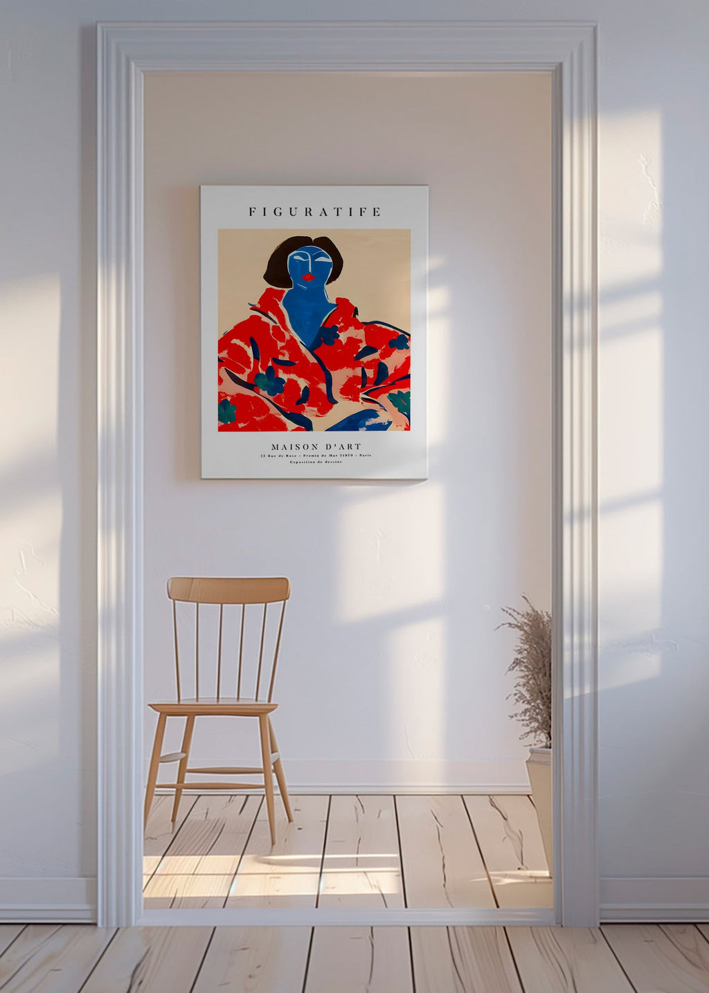 Illustration kvinde i rød kimono – Canvas