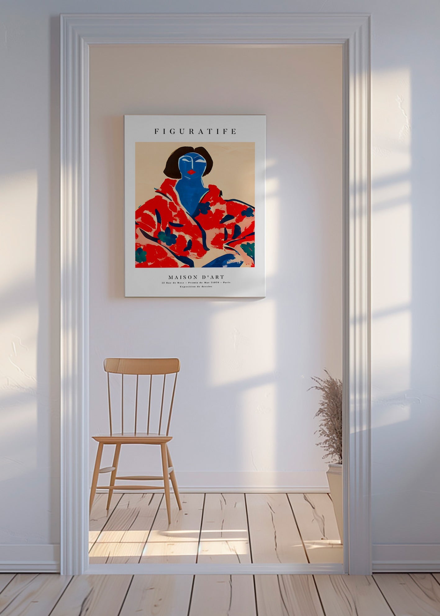 Illustration kvinde i rød kimono – Canvas
