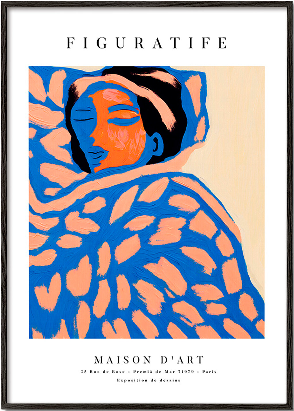 Figurativ illustration kvinde indhyllet – Black Frame