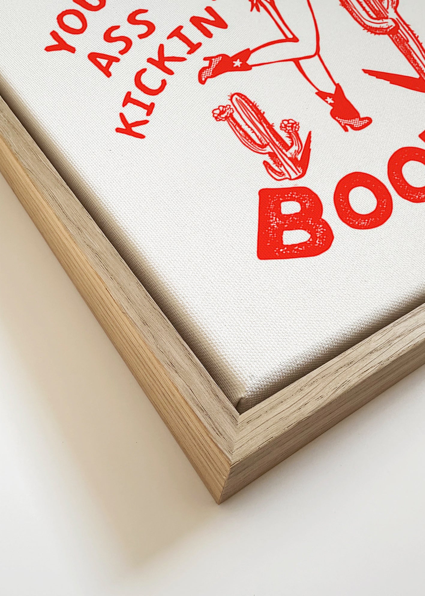Cowgirl-illustration med sjov tekst – Canvas detail