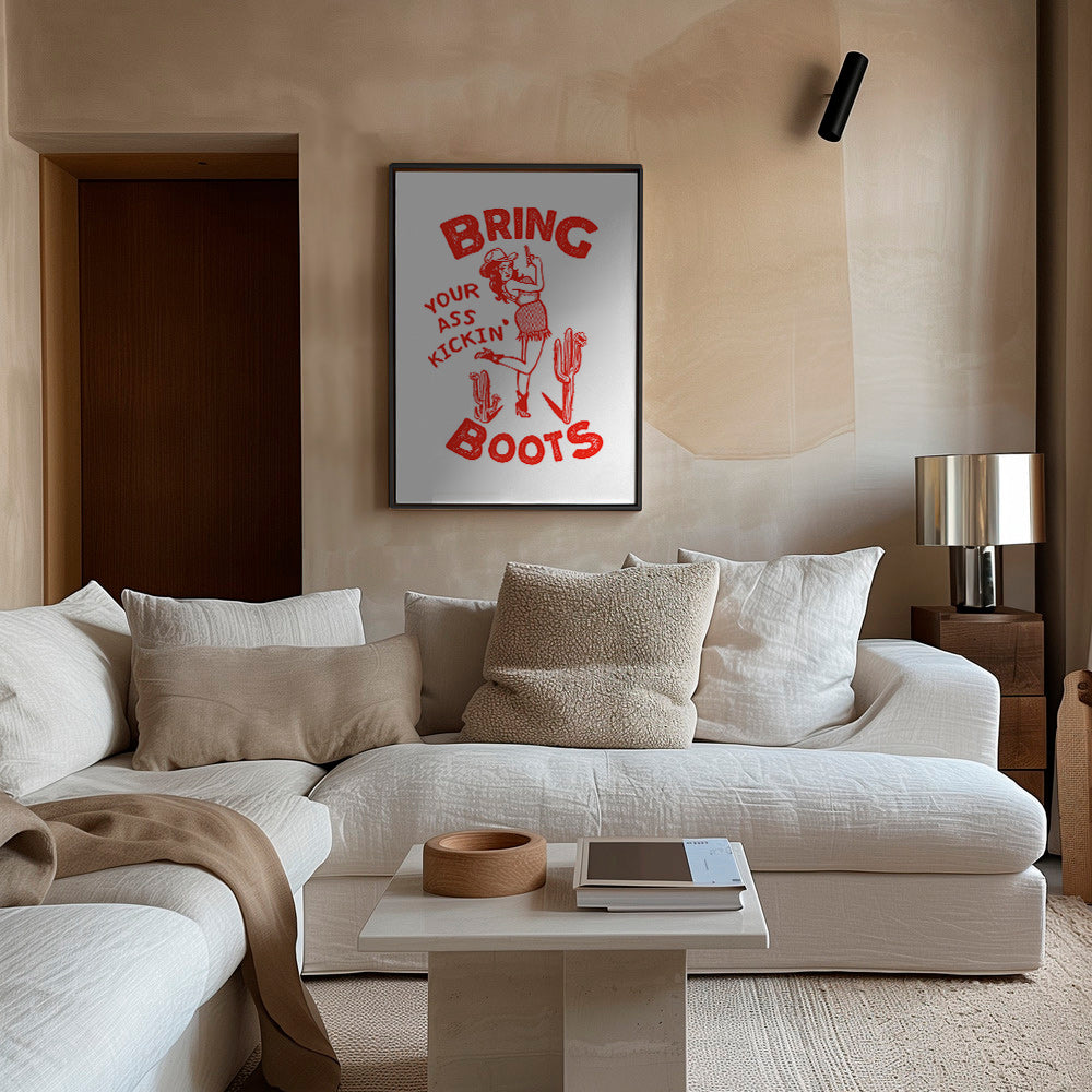 Cowgirl-illustration med sjov tekst – Canvas1