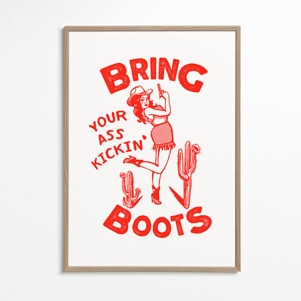 Cowgirl-illustration med sjov tekst – Oak Frame
