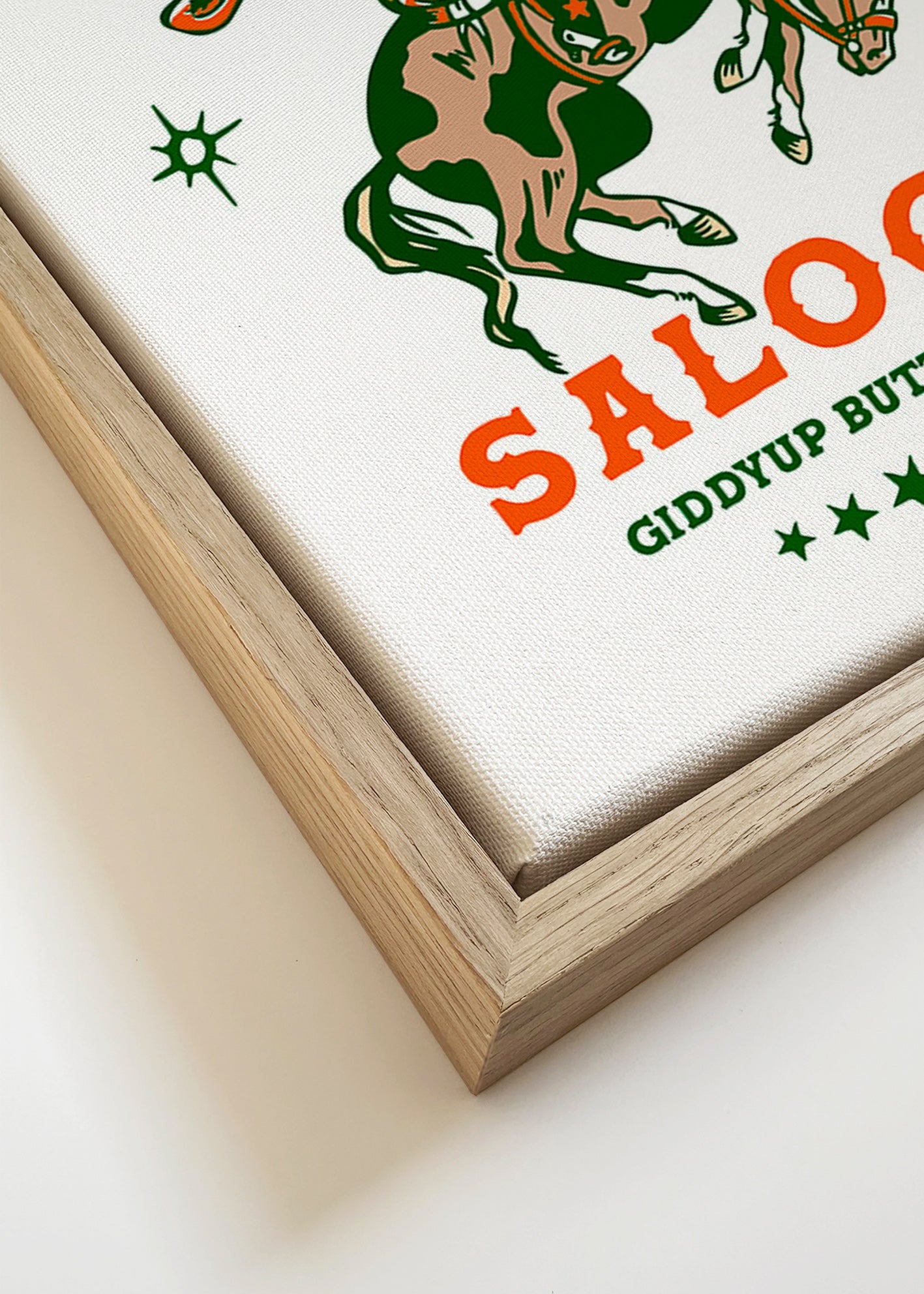 Vintage rodeo plakat med illustreret cowgirl – Canvas detail