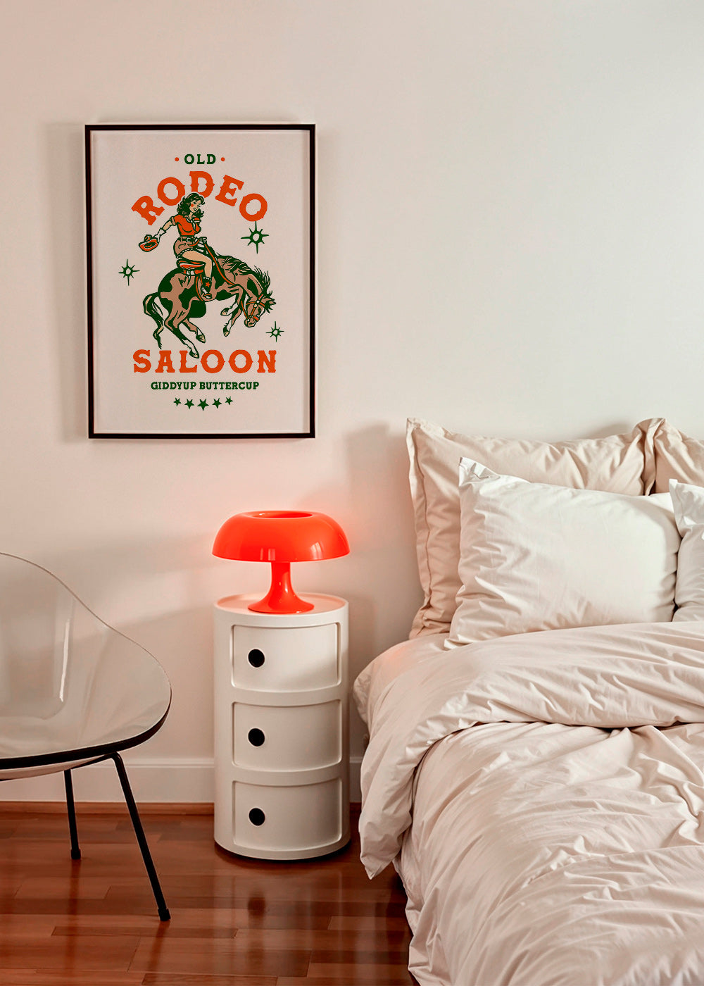 Vintage rodeo plakat med illustreret cowgirl – Product2