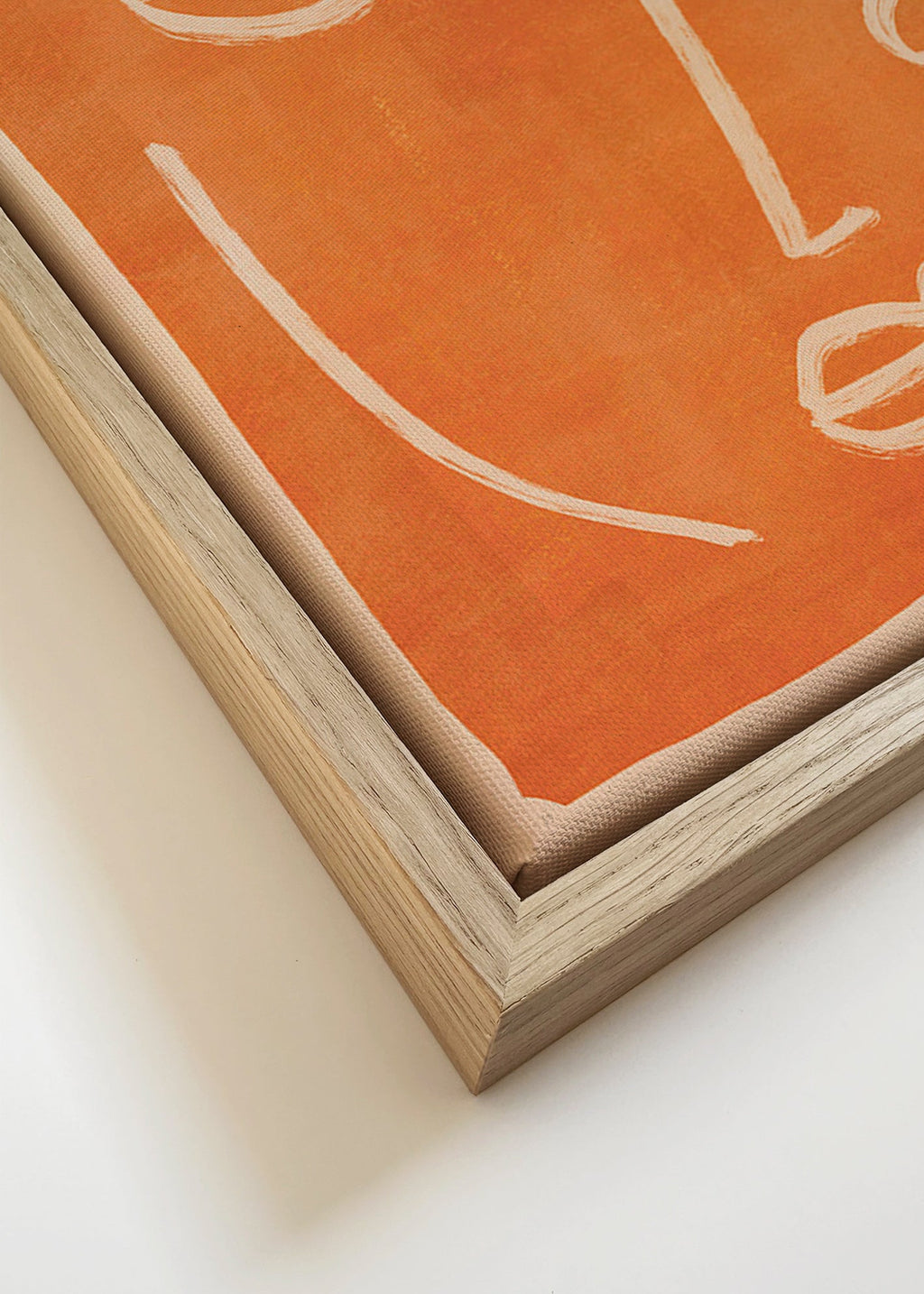 Abstrakt maleri lineært ansigt orange – Canvas detail
