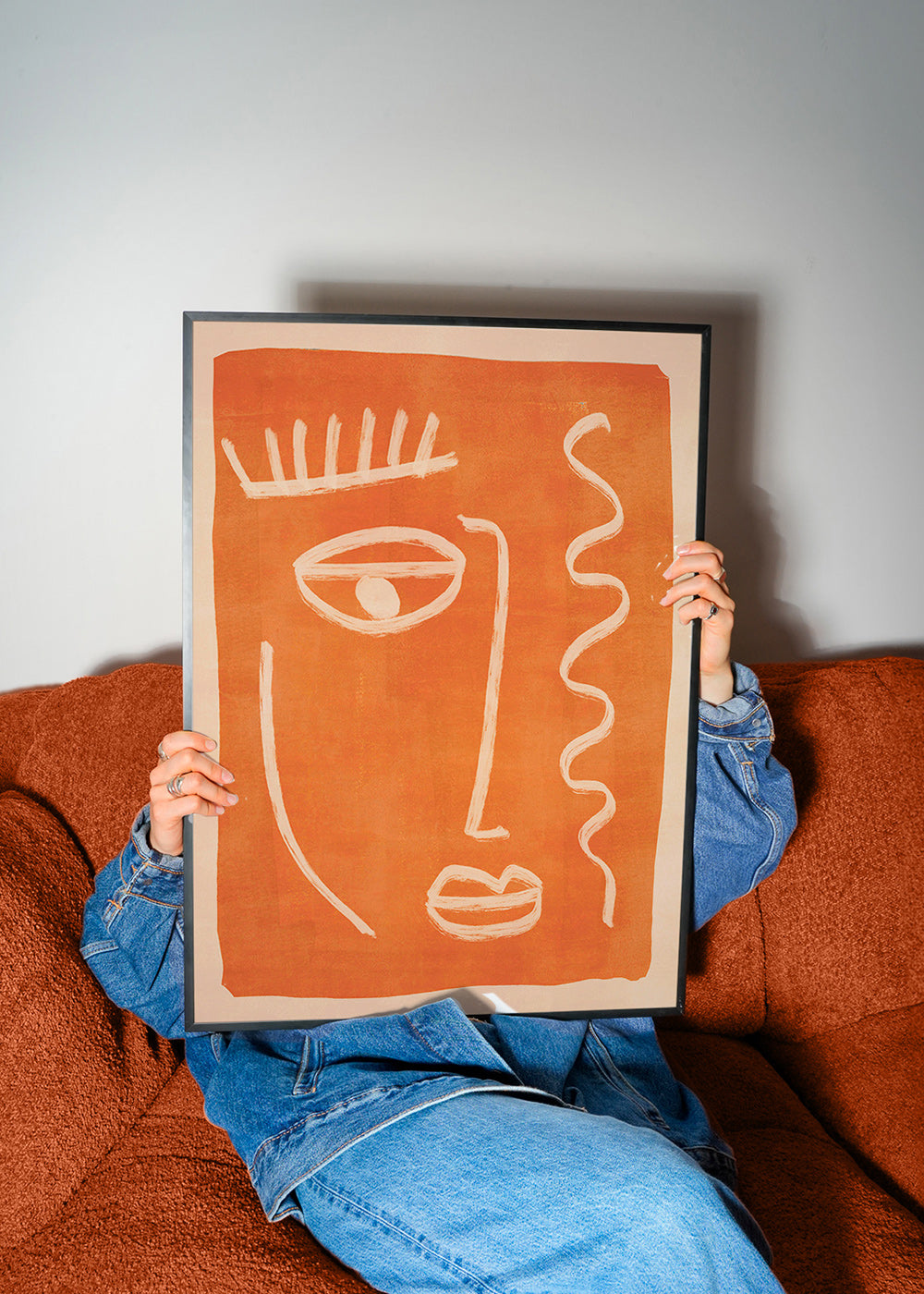 Abstrakt maleri lineært ansigt orange – Product3