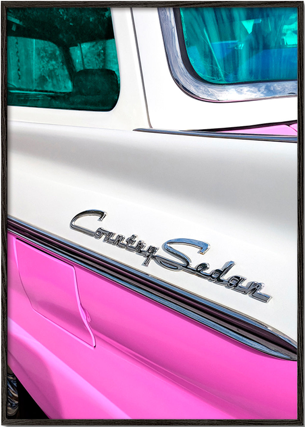 Vintage plakat Country Sedan kromdetalje – Black Frame
