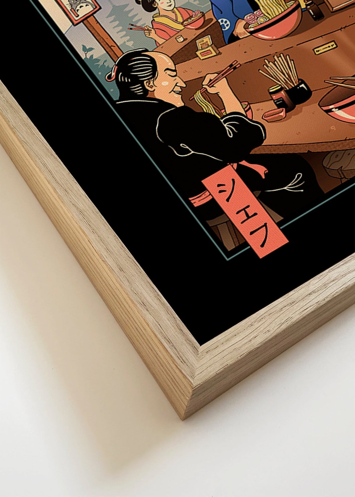 Køkkenkunst Ramen Meowster, illustreret ramen-kat – Canvas detail
