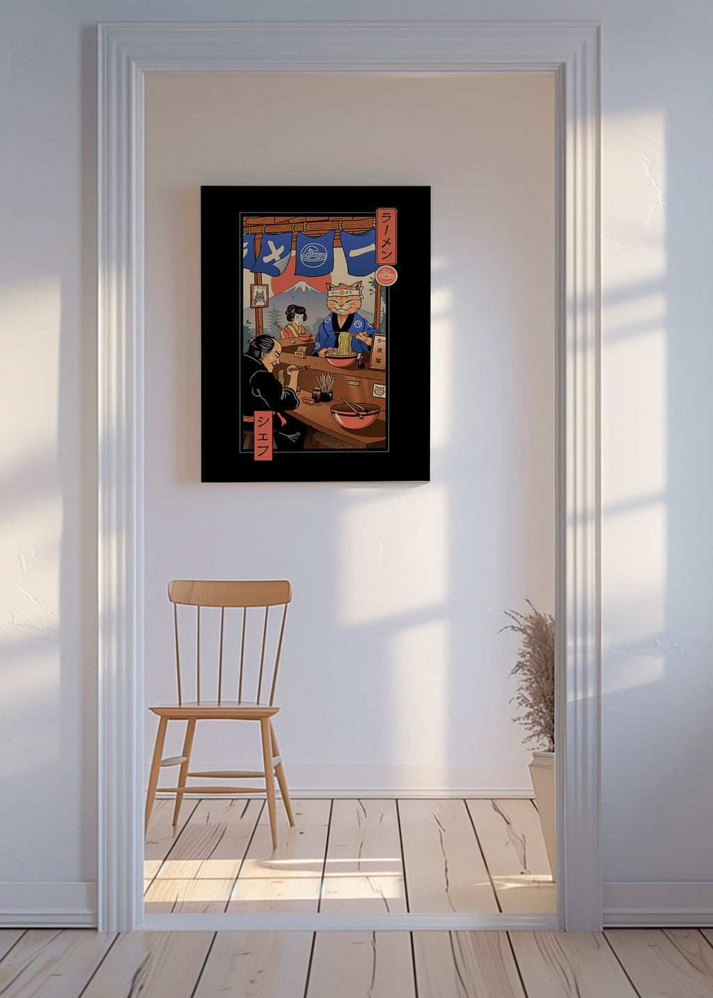 Køkkenkunst Ramen Meowster, illustreret ramen-kat – Canvas