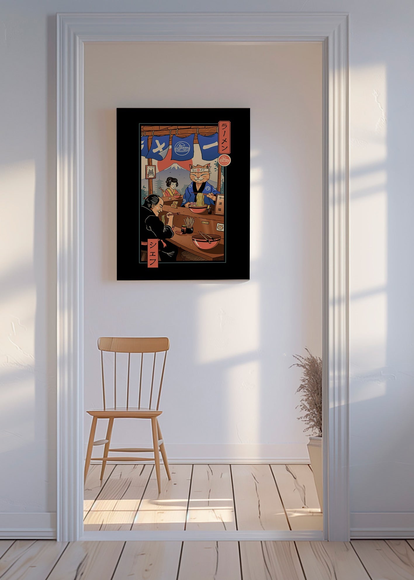Køkkenkunst Ramen Meowster, illustreret ramen-kat – Canvas