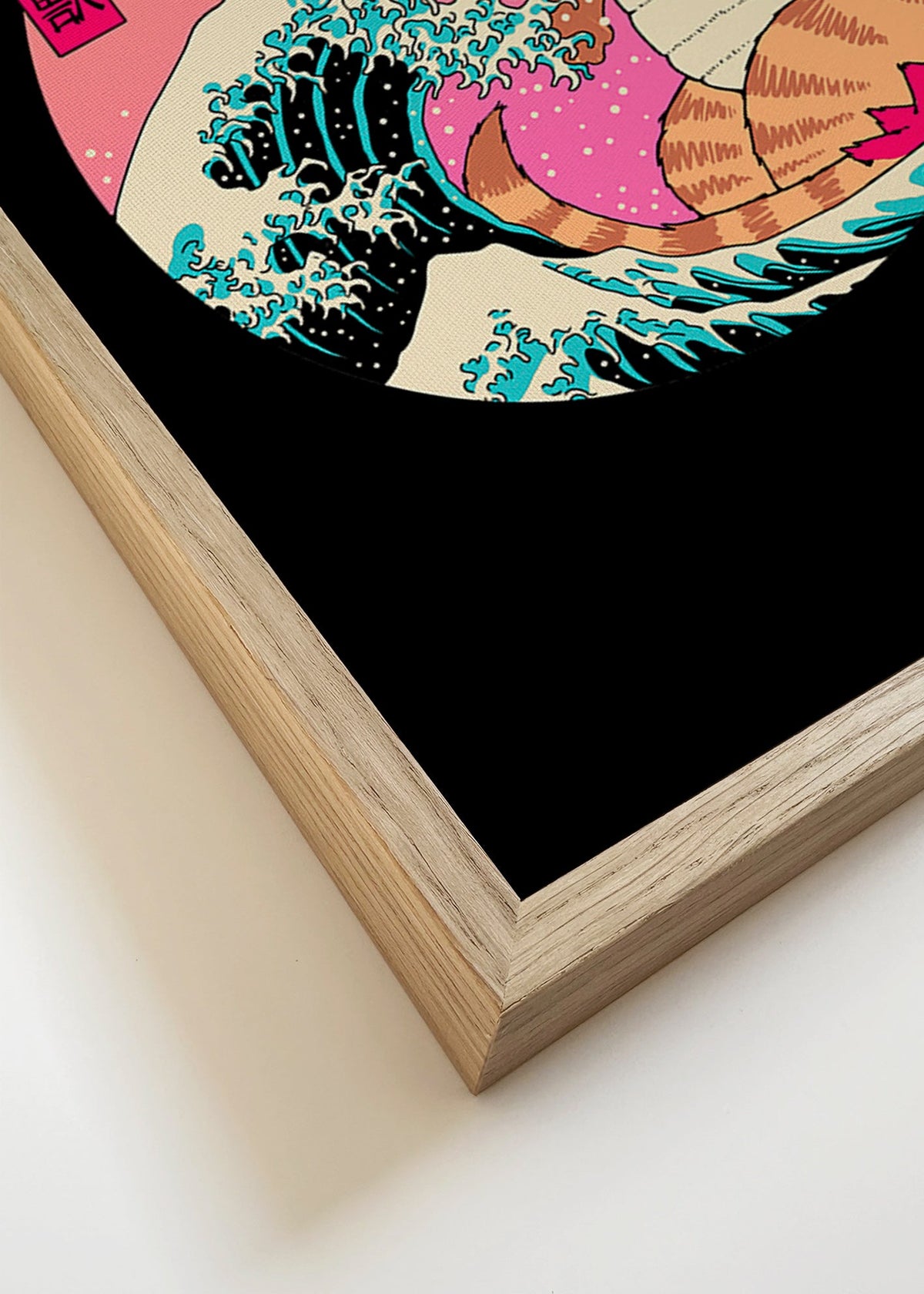 Kaiju-kat illustration med bølge – Canvas detail
