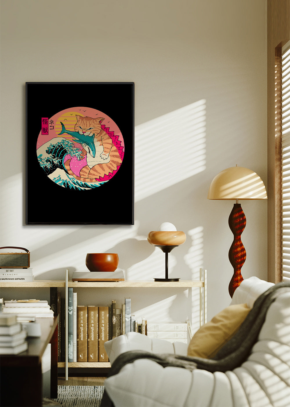 Kaiju-kat illustration med bølge – Canvas1