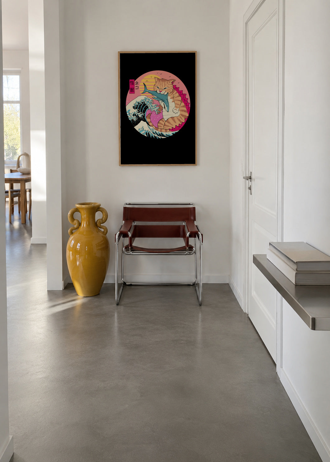 Neko Wave Kaiju By Vincent Trinidad Art - Framed poster in an interior