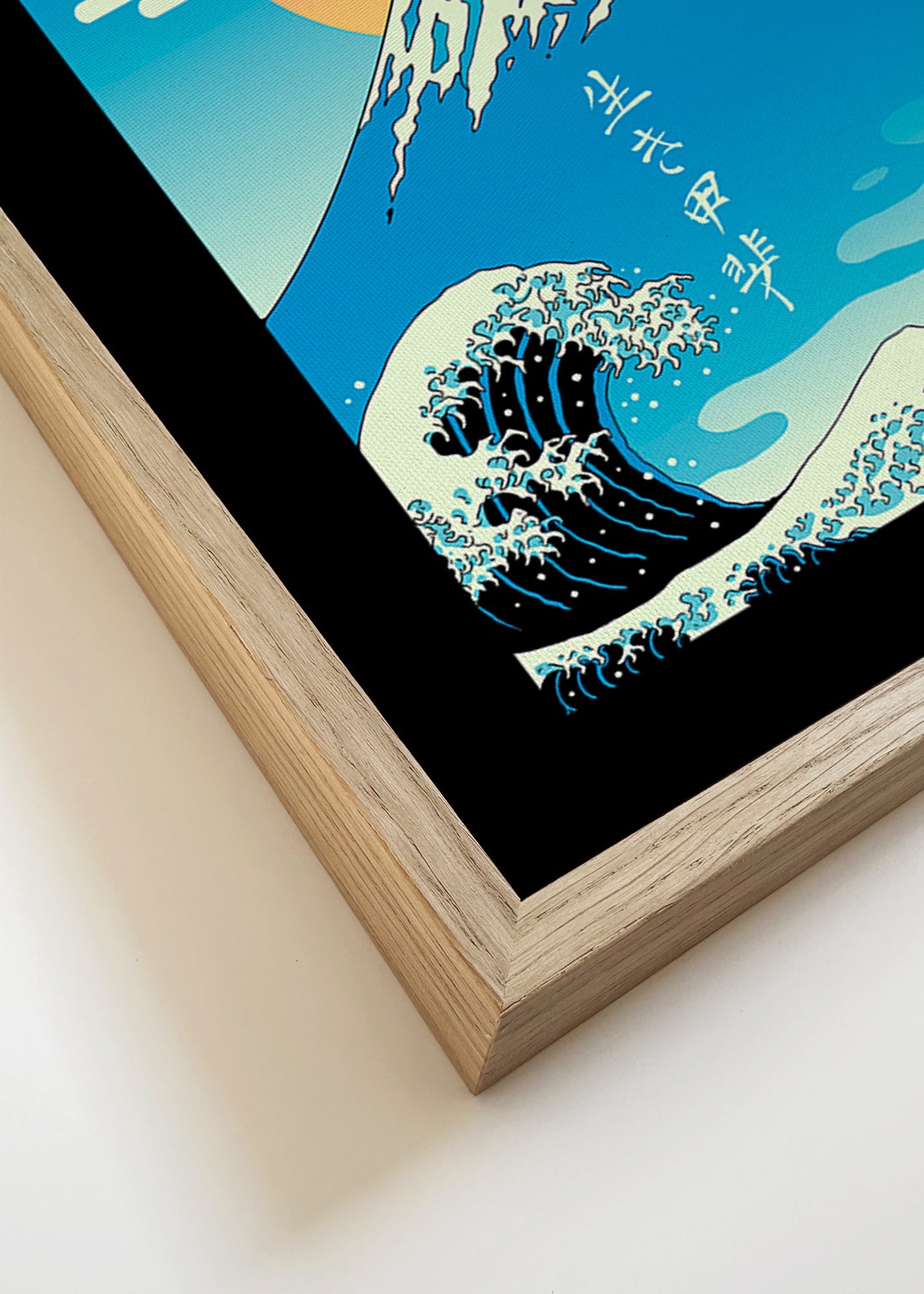 Japansk illustration af Mount Fuji med ikonisk bølge – Canvas detail