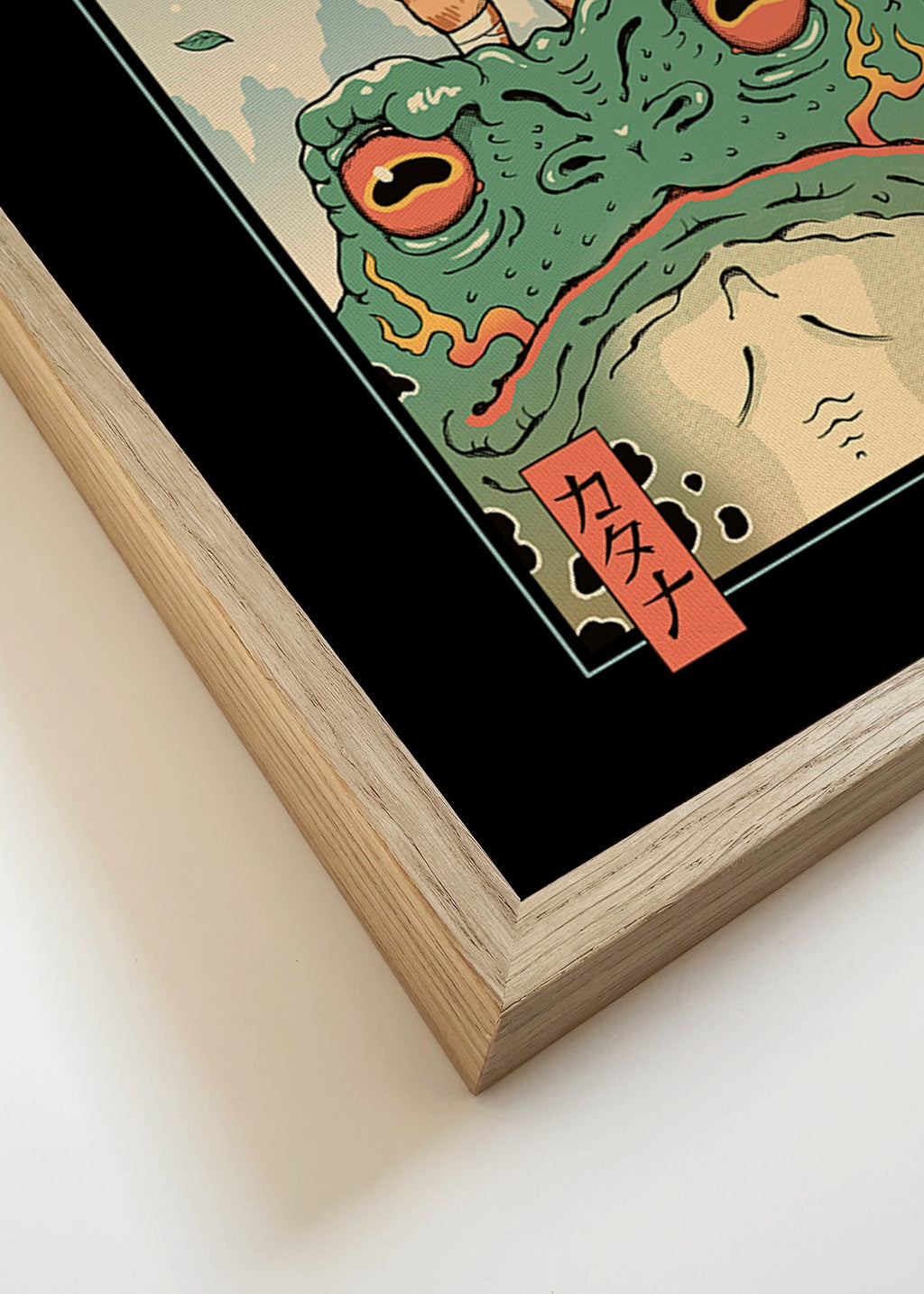 Kunst samurai kat på frø – Canvas detail